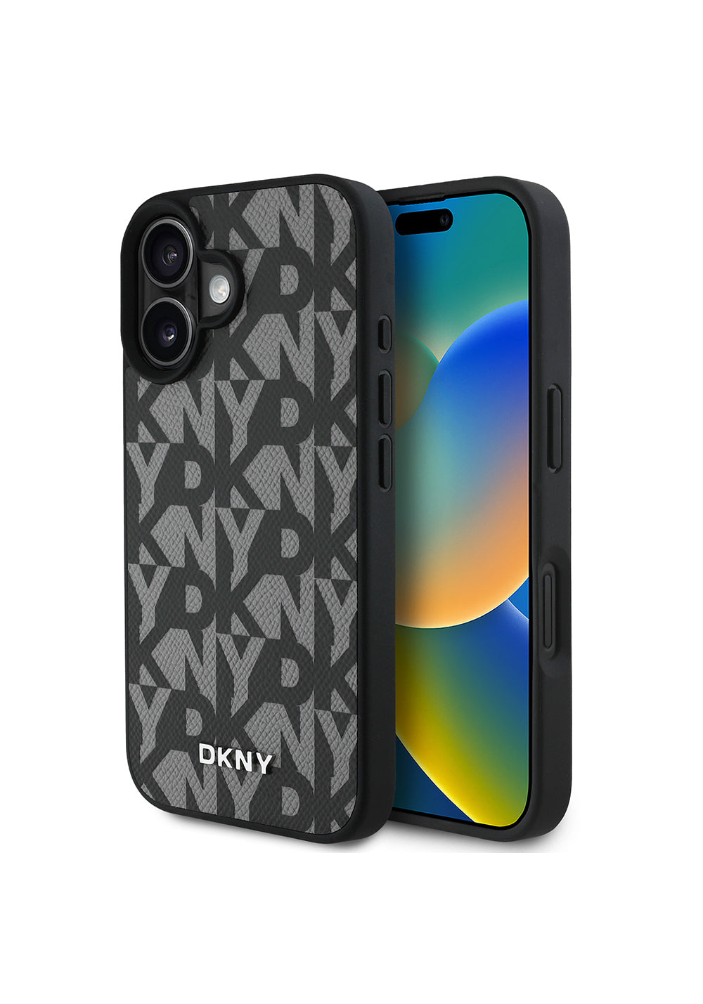 Apple iPhone 16 Kılıf DKNY Orijinal Lisanslı Manyetik Şarj Uyumlu 3D Yazılı Grid Pattern Kapak