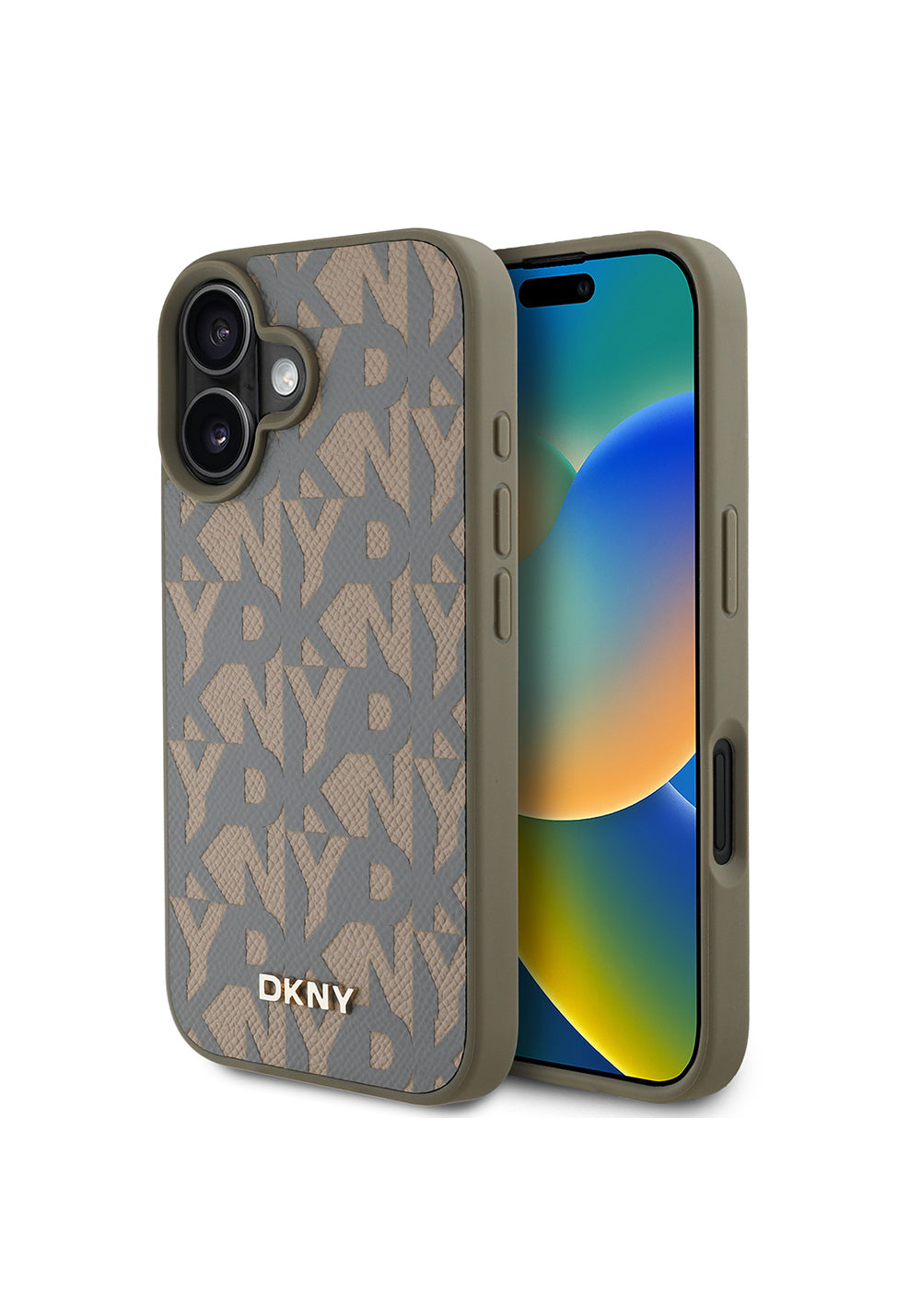 Apple iPhone 16 Kılıf DKNY Orijinal Lisanslı Manyetik Şarj Uyumlu 3D Yazılı Grid Pattern Kapak