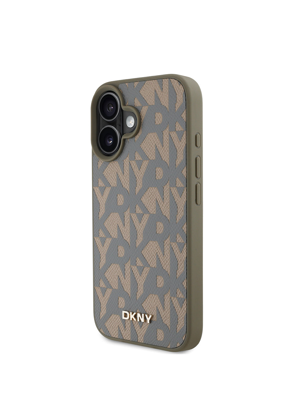 Apple iPhone 16 Kılıf DKNY Orijinal Lisanslı Manyetik Şarj Uyumlu 3D Yazılı Grid Pattern Kapak