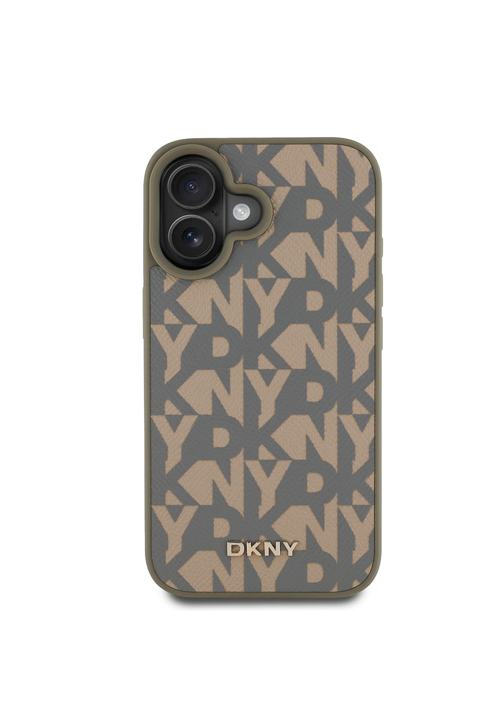 Apple iPhone 16 Kılıf DKNY Orijinal Lisanslı Manyetik Şarj Uyumlu 3D Yazılı Grid Pattern Kapak