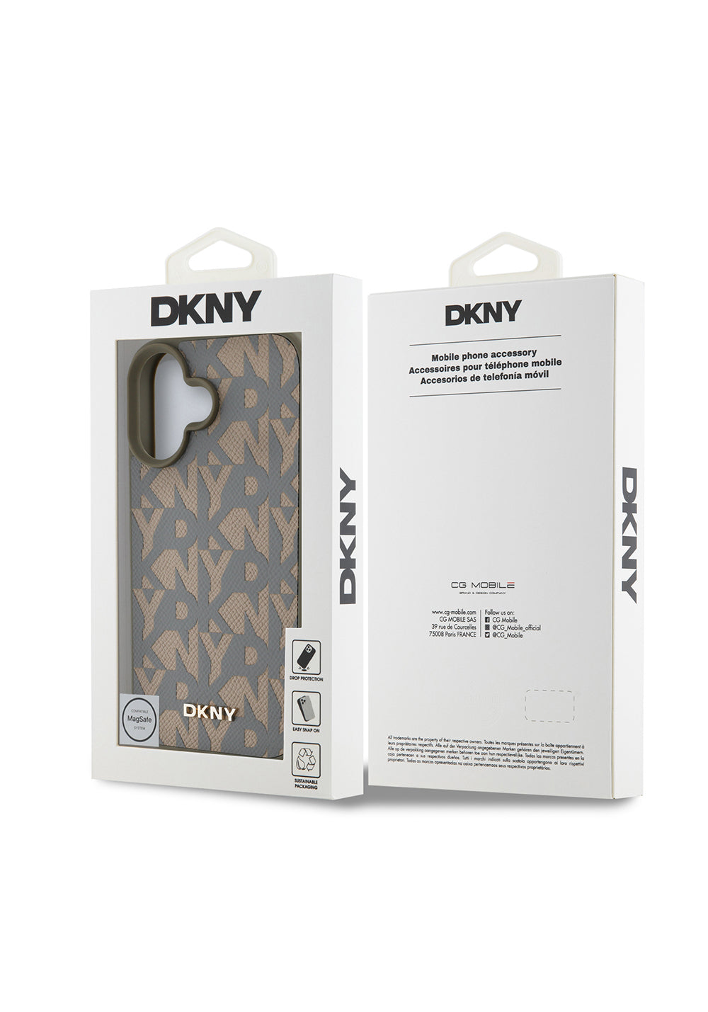 Apple iPhone 16 Kılıf DKNY Orijinal Lisanslı Manyetik Şarj Uyumlu 3D Yazılı Grid Pattern Kapak