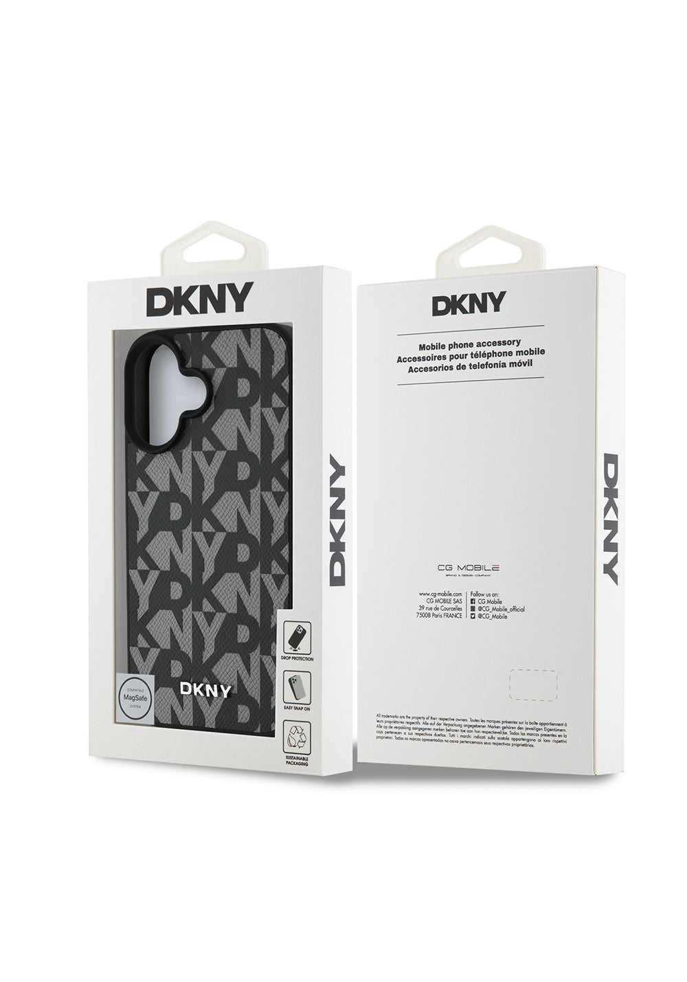 Apple iPhone 16 Kılıf DKNY Orijinal Lisanslı Manyetik Şarj Uyumlu 3D Yazılı Grid Pattern Kapak