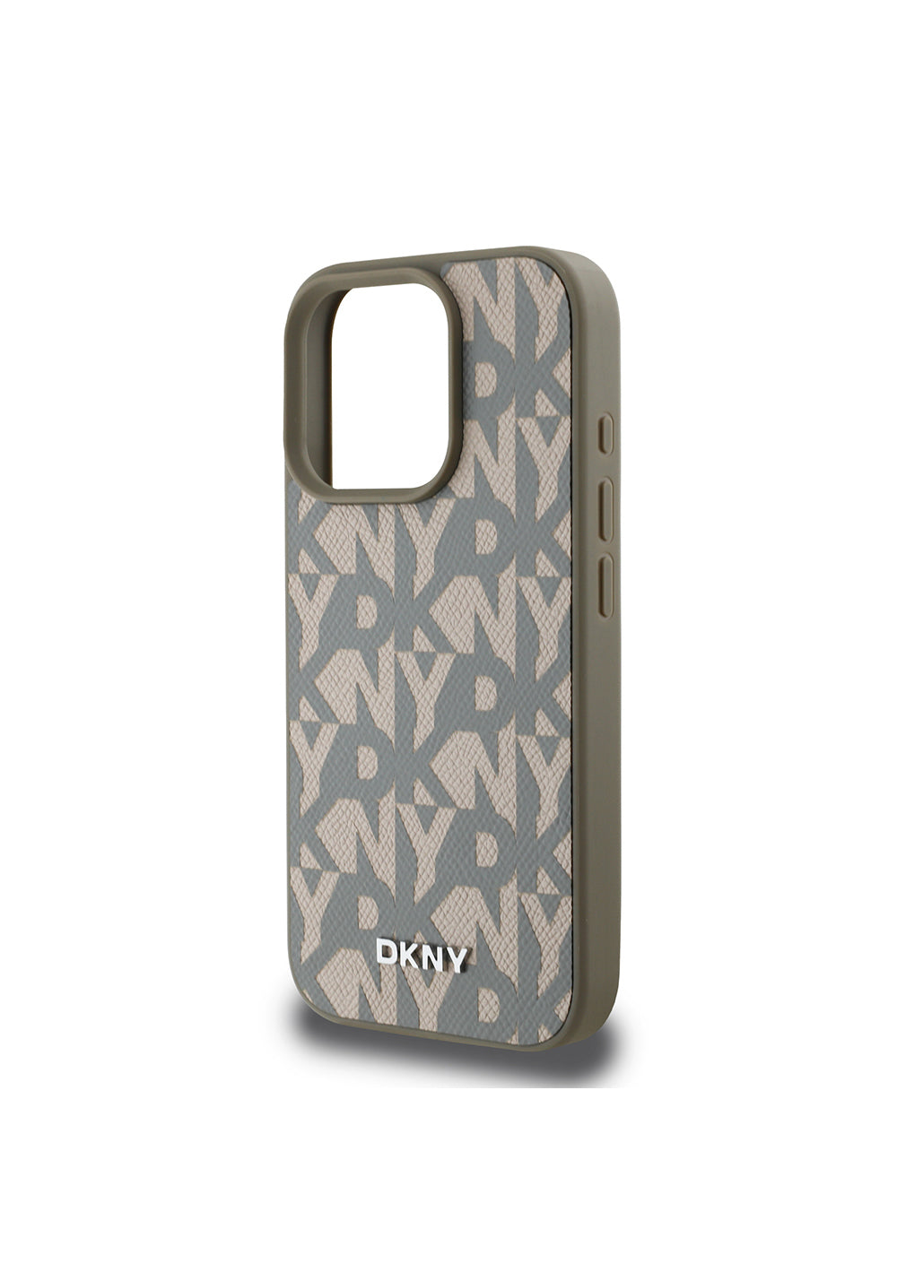 Apple iPhone 16 Pro Max Kılıf DKNY Orijinal Lisanslı Manyetik Şarj Uyumlu 3D Yazılı Grid Pattern Kapak