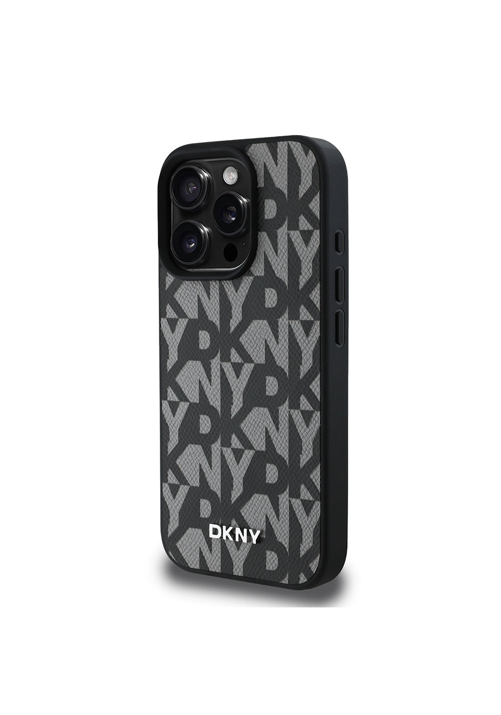 Apple iPhone 16 Pro Max Kılıf DKNY Orijinal Lisanslı Manyetik Şarj Uyumlu 3D Yazılı Grid Pattern Kapak