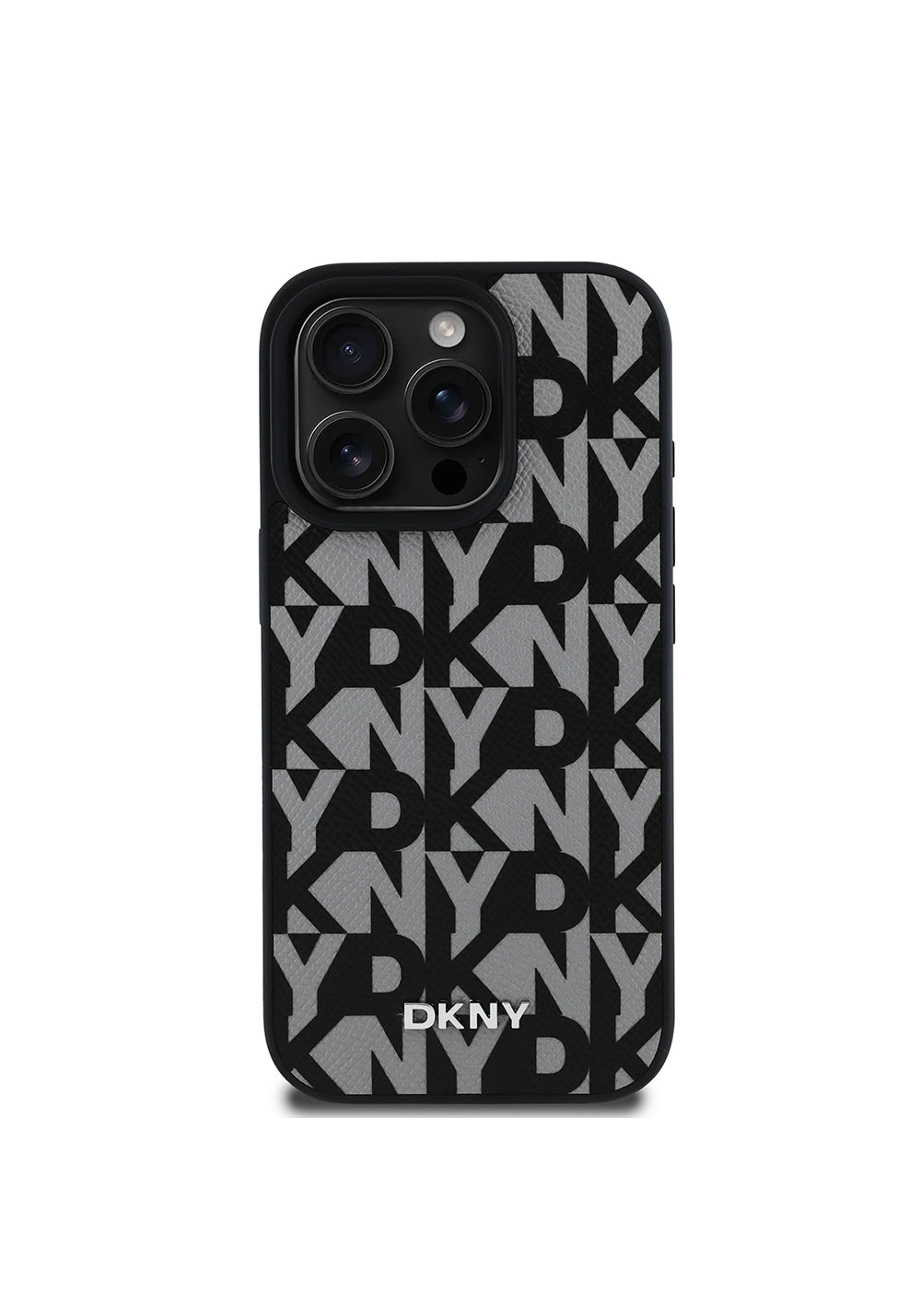 Apple iPhone 16 Pro Max Kılıf DKNY Orijinal Lisanslı Manyetik Şarj Uyumlu 3D Yazılı Grid Pattern Kapak