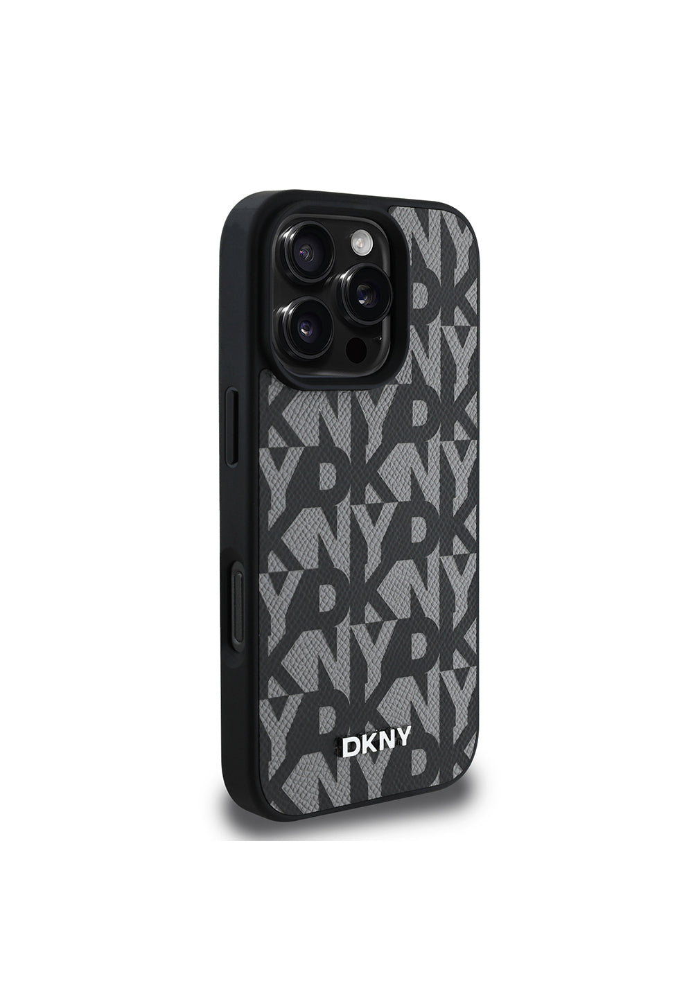 Apple iPhone 16 Pro Max Kılıf DKNY Orijinal Lisanslı Manyetik Şarj Uyumlu 3D Yazılı Grid Pattern Kapak