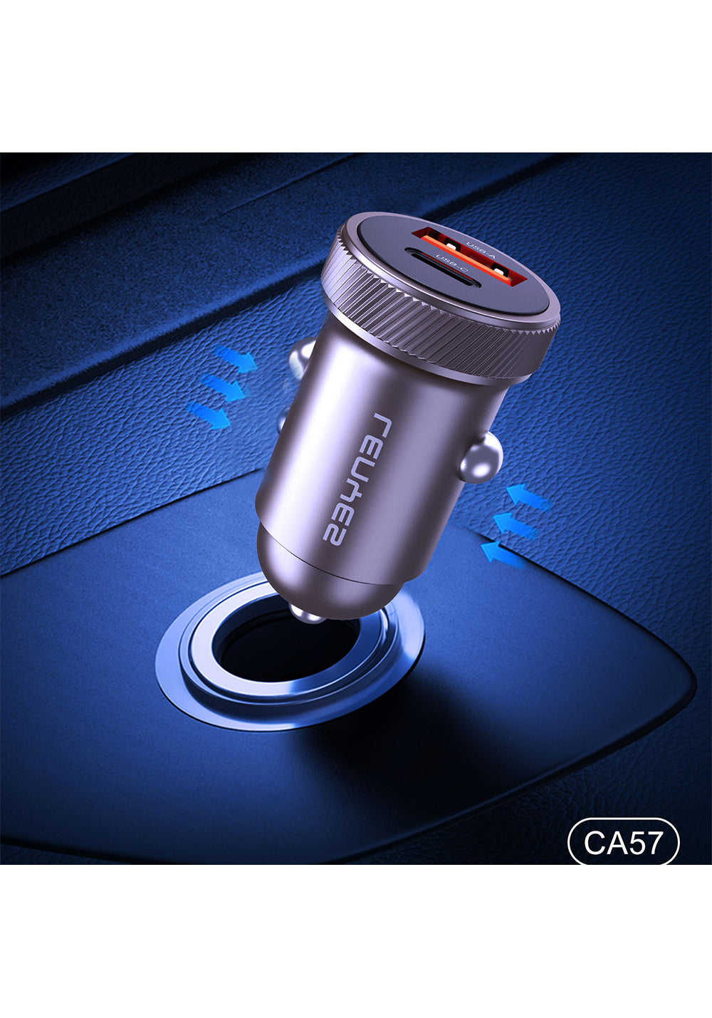 Lenyes CA57 Hızlı Şarj Özellikli Dual Type-C + USB-A Portlu Mini Araç Şarj Aleti 30W