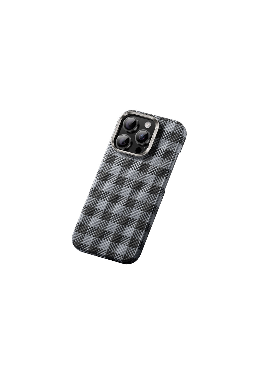 Apple iPhone 16 Pro Kılıf Manyetik Şarj Uyumlu Ekose Tasarımlı Benks ArmorVichy Kevlar Karbon Kapak