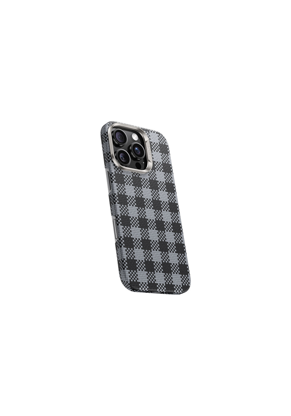 Apple iPhone 16 Pro Kılıf Manyetik Şarj Uyumlu Ekose Tasarımlı Benks ArmorVichy Kevlar Karbon Kapak