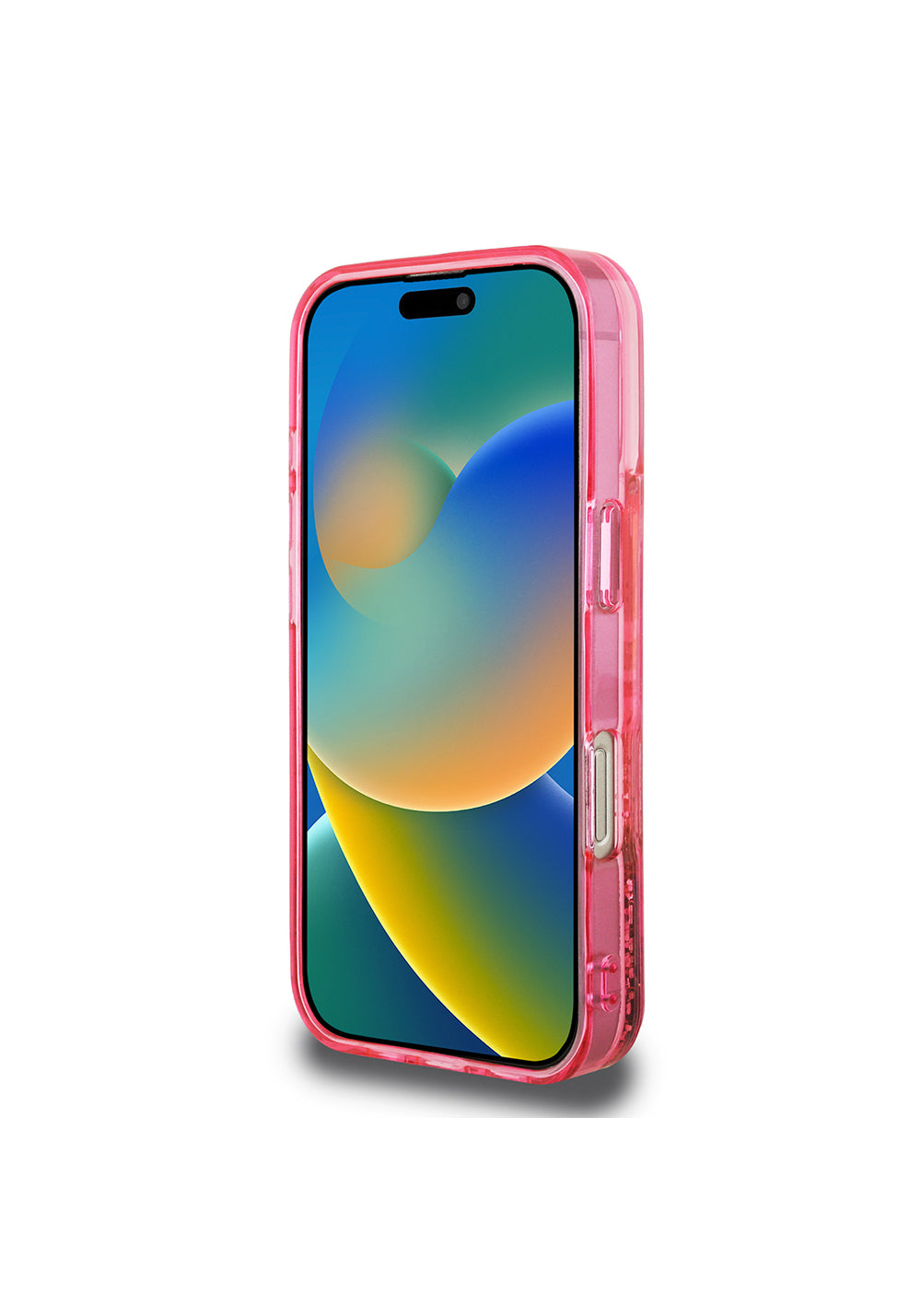 Apple iPhone 16 Pro Max Kılıf Guess Orijinal Lisanslı Transparan Sıvılı Simli Altın Çizgili Kapak