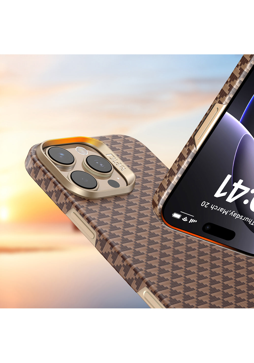 Apple iPhone 16 Pro Kılıf Manyetik Şarj Uyumlu Raptic Aramid Skin Origin Serisi Karbon Kapak