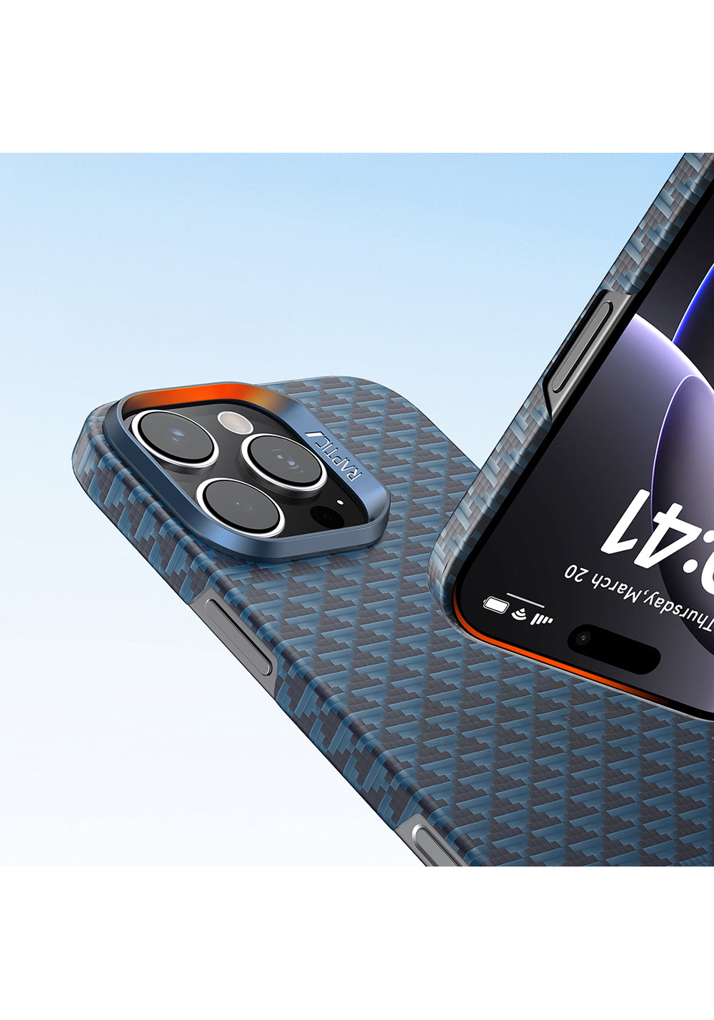 Apple iPhone 16 Pro Max Kılıf Manyetik Şarj Uyumlu Raptic Aramid Skin Origin Serisi Karbon Kapak