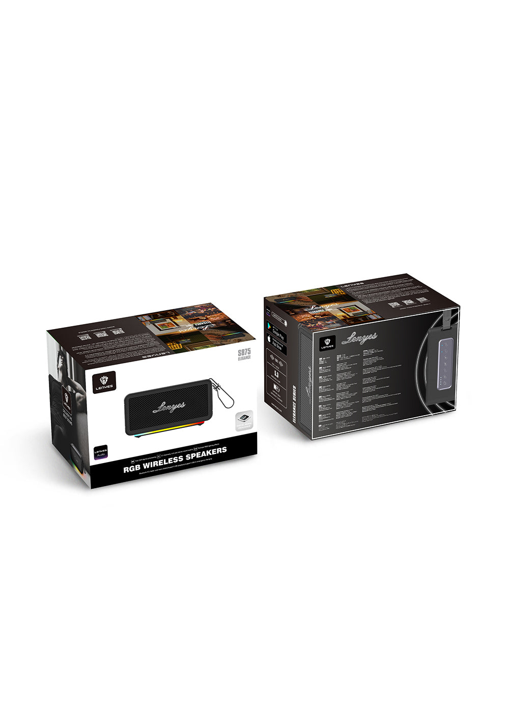 Lenyes S875 Elegance Serisi RGB Işıklı Taşınabilir Su Geçirmez TWS Bluetooth Hoparlör v5.3 40W