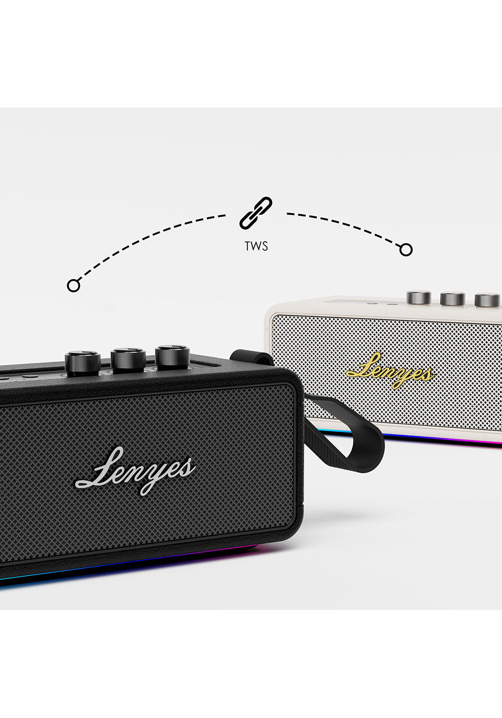 Lenyes S876 Supreme Serisi RGB Işıklı Taşınabilir Su Geçirmez TWS Bluetooth Hoparlör v5.3 45W