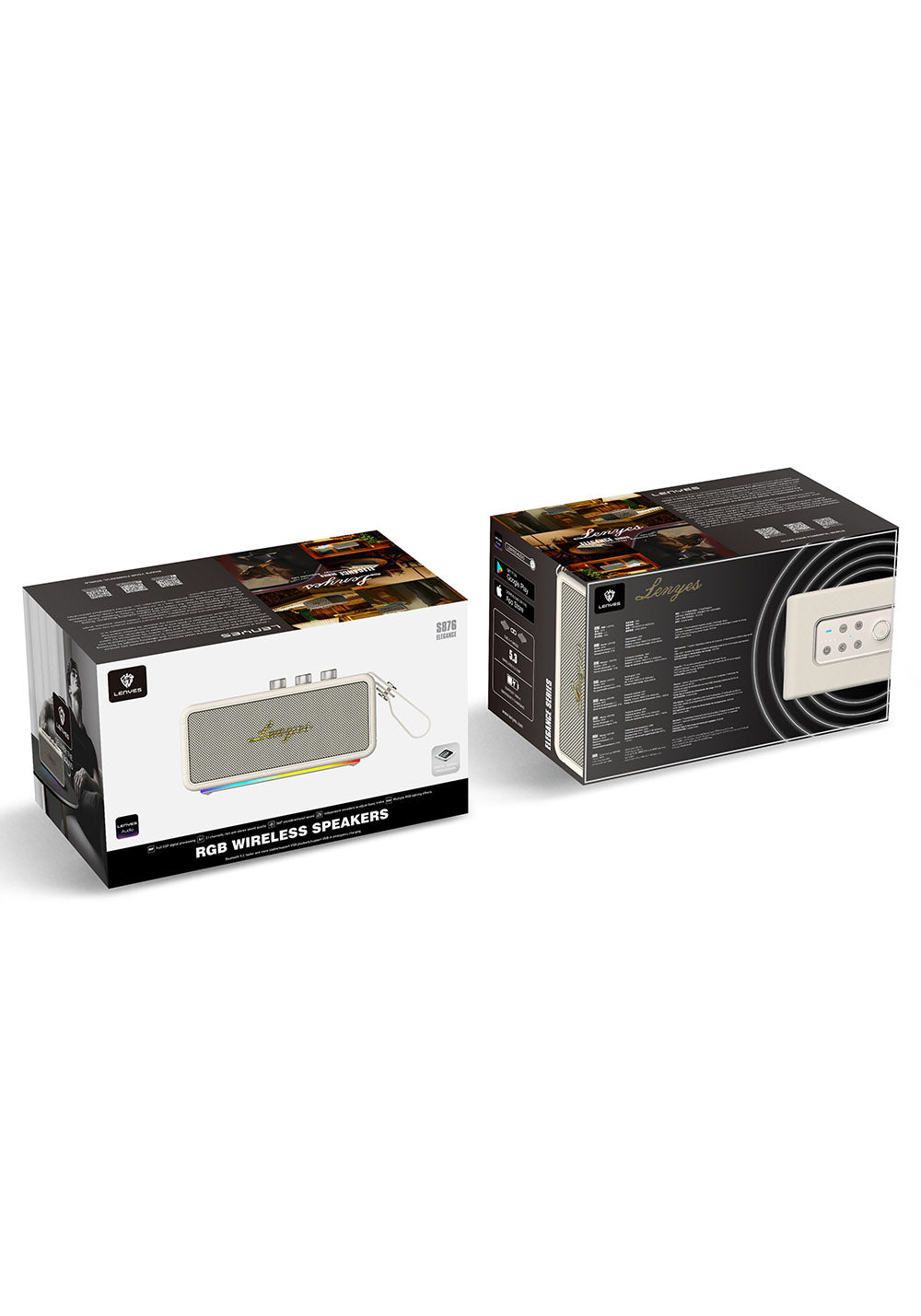 Lenyes S876 Supreme Serisi RGB Işıklı Taşınabilir Su Geçirmez TWS Bluetooth Hoparlör v5.3 45W