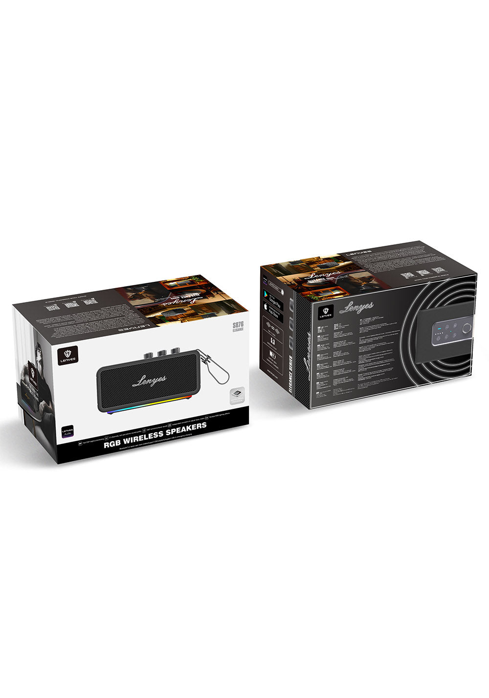 Lenyes S876 Supreme Serisi RGB Işıklı Taşınabilir Su Geçirmez TWS Bluetooth Hoparlör v5.3 45W