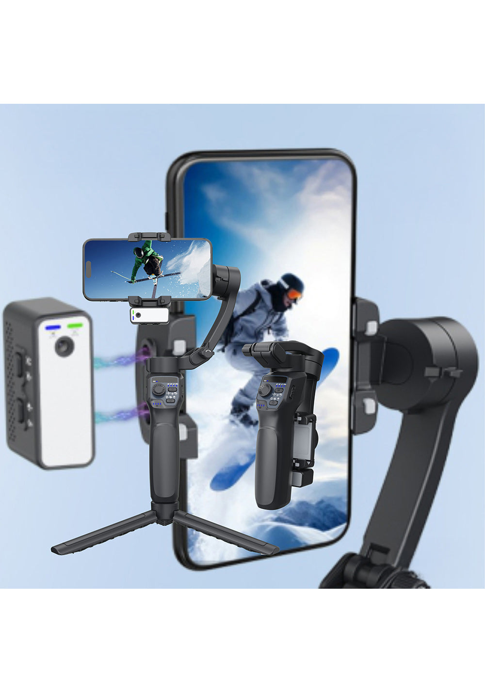 Go Des GD-F11 3 Eksenli El Tipi Yüz Tanıma Takip Özellikli Led Işıklandırma Aparatlı Gimbal Stabilizatör