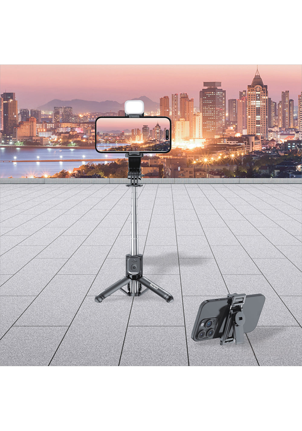 Go Des GD-ST67 Canlı Yayın Dolgu Işıklı Kumandalı 360 Derece Dönebilen Selfie Çubuğu ve Tripod