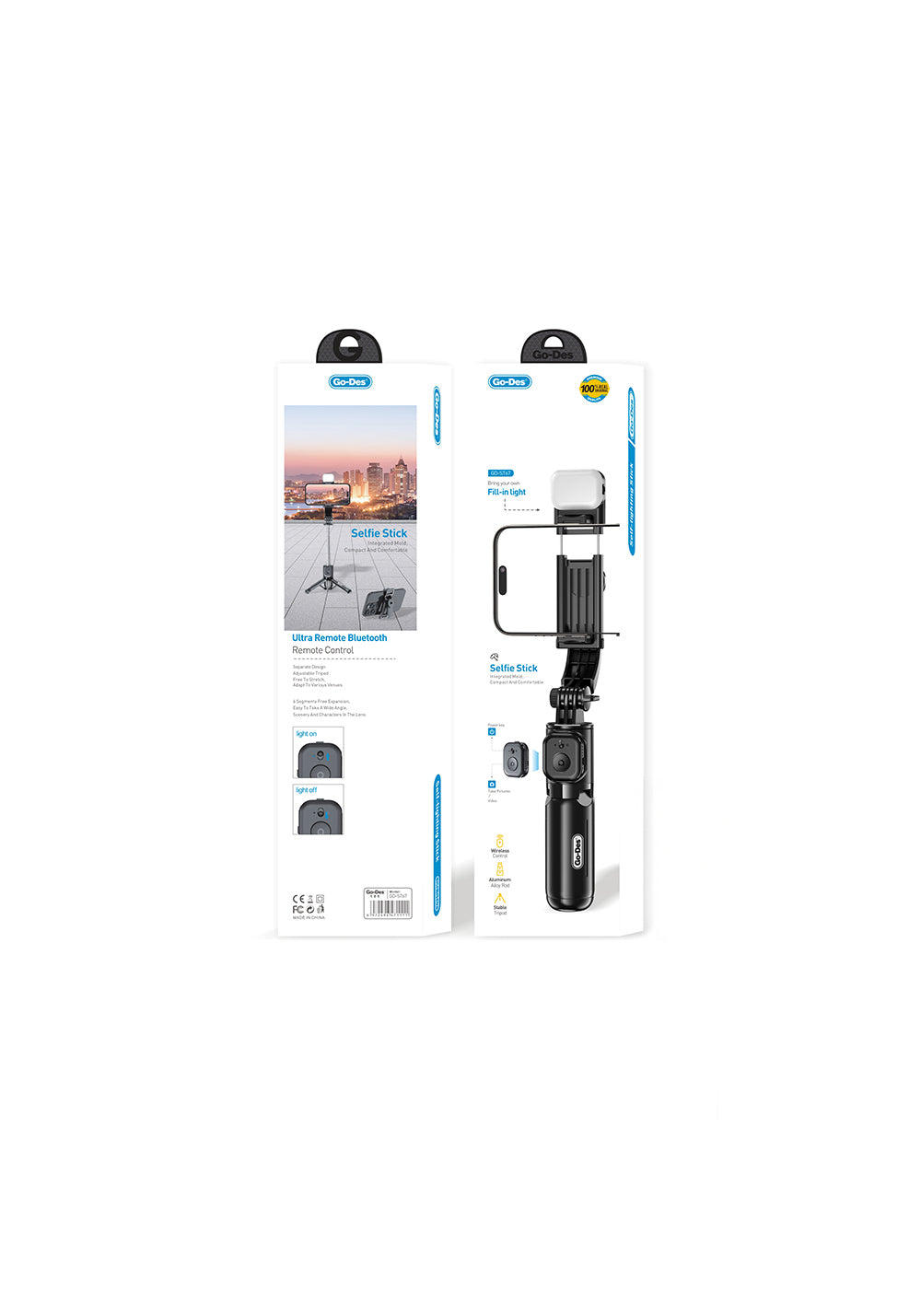 Go Des GD-ST67 Canlı Yayın Dolgu Işıklı Kumandalı 360 Derece Dönebilen Selfie Çubuğu ve Tripod