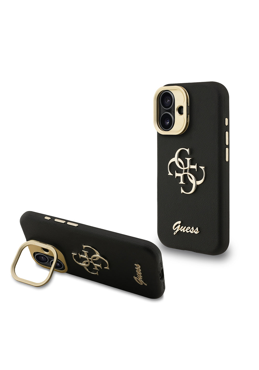 Apple iPhone 16 Kılıf Guess Orijinal Lisanslı Grained Yazı Logolu Kamera Standlı Kapak