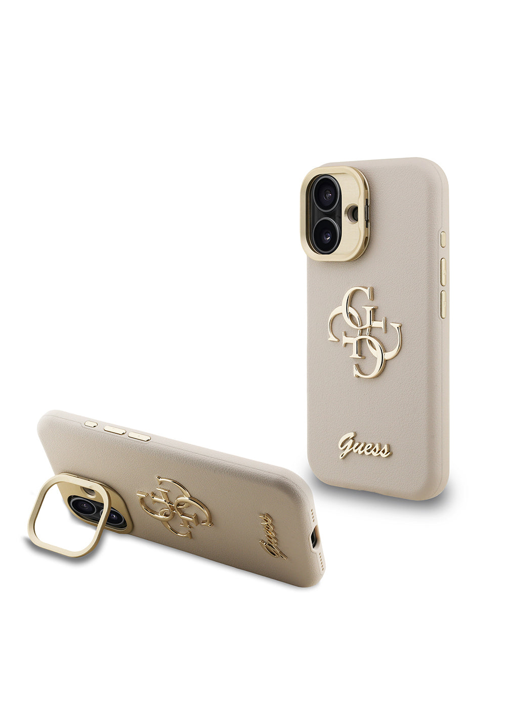 Apple iPhone 16 Kılıf Guess Orijinal Lisanslı Grained Yazı Logolu Kamera Standlı Kapak