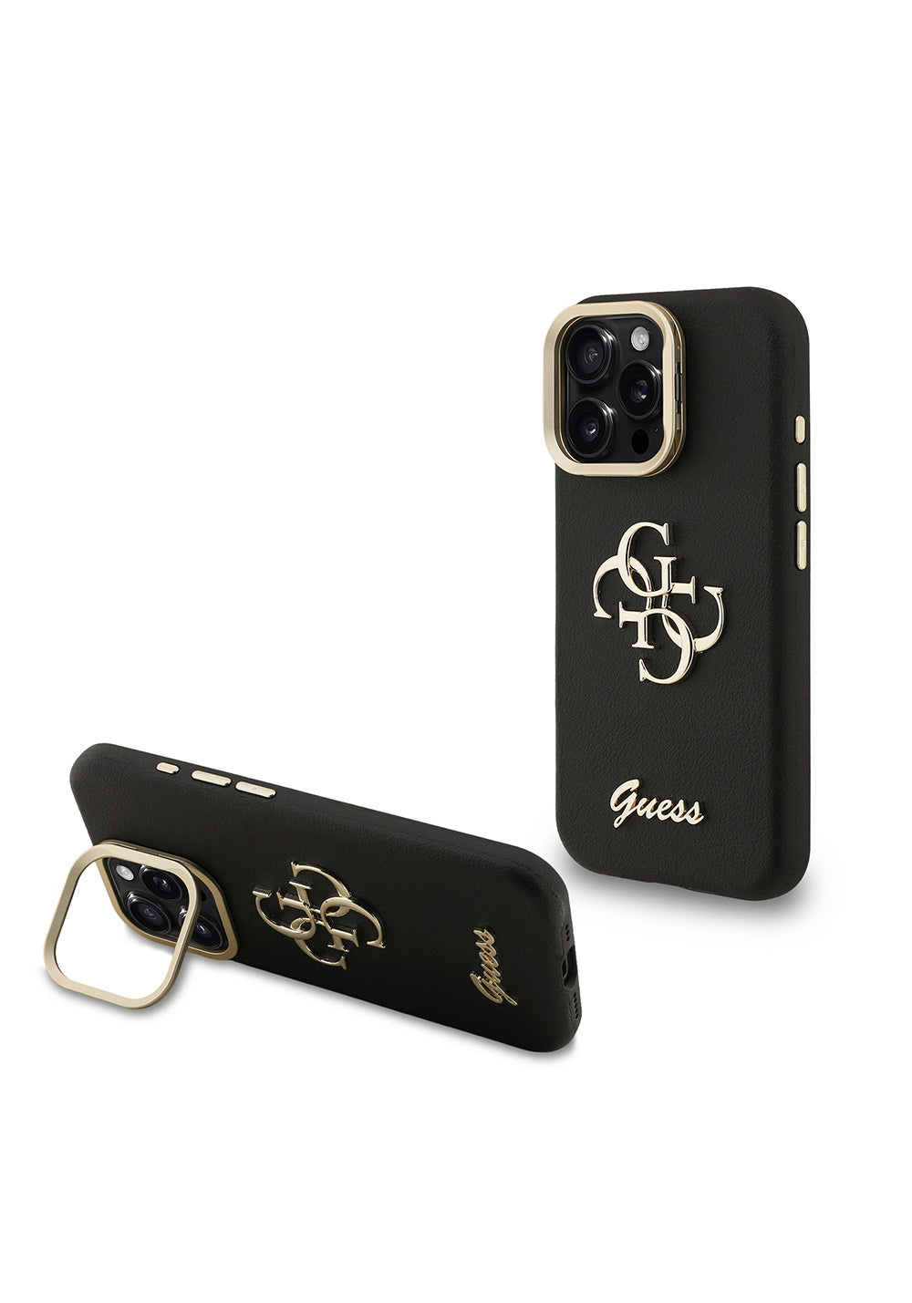 Apple iPhone 16 Pro Kılıf Guess Orijinal Lisanslı Grained Yazı Logolu Kamera Standlı Kapak