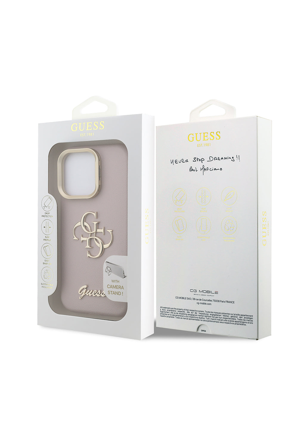 Apple iPhone 16 Pro Kılıf Guess Orijinal Lisanslı Grained Yazı Logolu Kamera Standlı Kapak