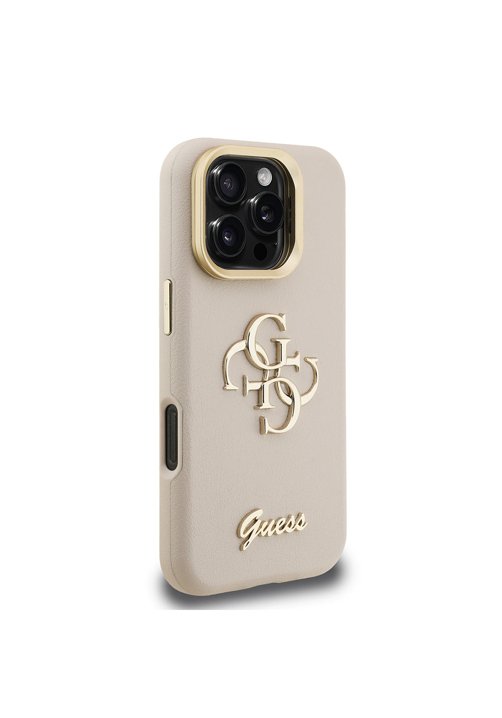Apple iPhone 16 Pro Kılıf Guess Orijinal Lisanslı Grained Yazı Logolu Kamera Standlı Kapak