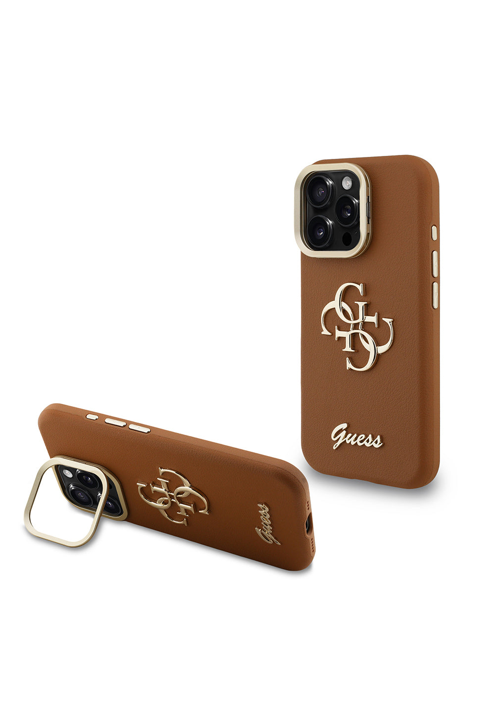 Apple iPhone 16 Pro Max Kılıf Guess Orijinal Lisanslı Grained Yazı Logolu Kamera Standlı Kapak