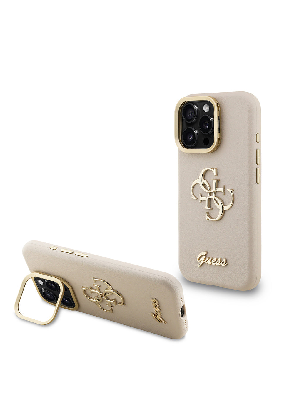 Apple iPhone 16 Pro Max Kılıf Guess Orijinal Lisanslı Grained Yazı Logolu Kamera Standlı Kapak