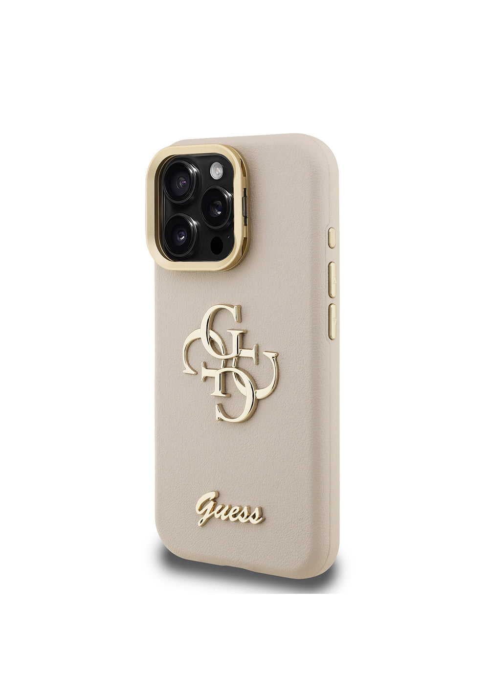 Apple iPhone 16 Pro Max Kılıf Guess Orijinal Lisanslı Grained Yazı Logolu Kamera Standlı Kapak