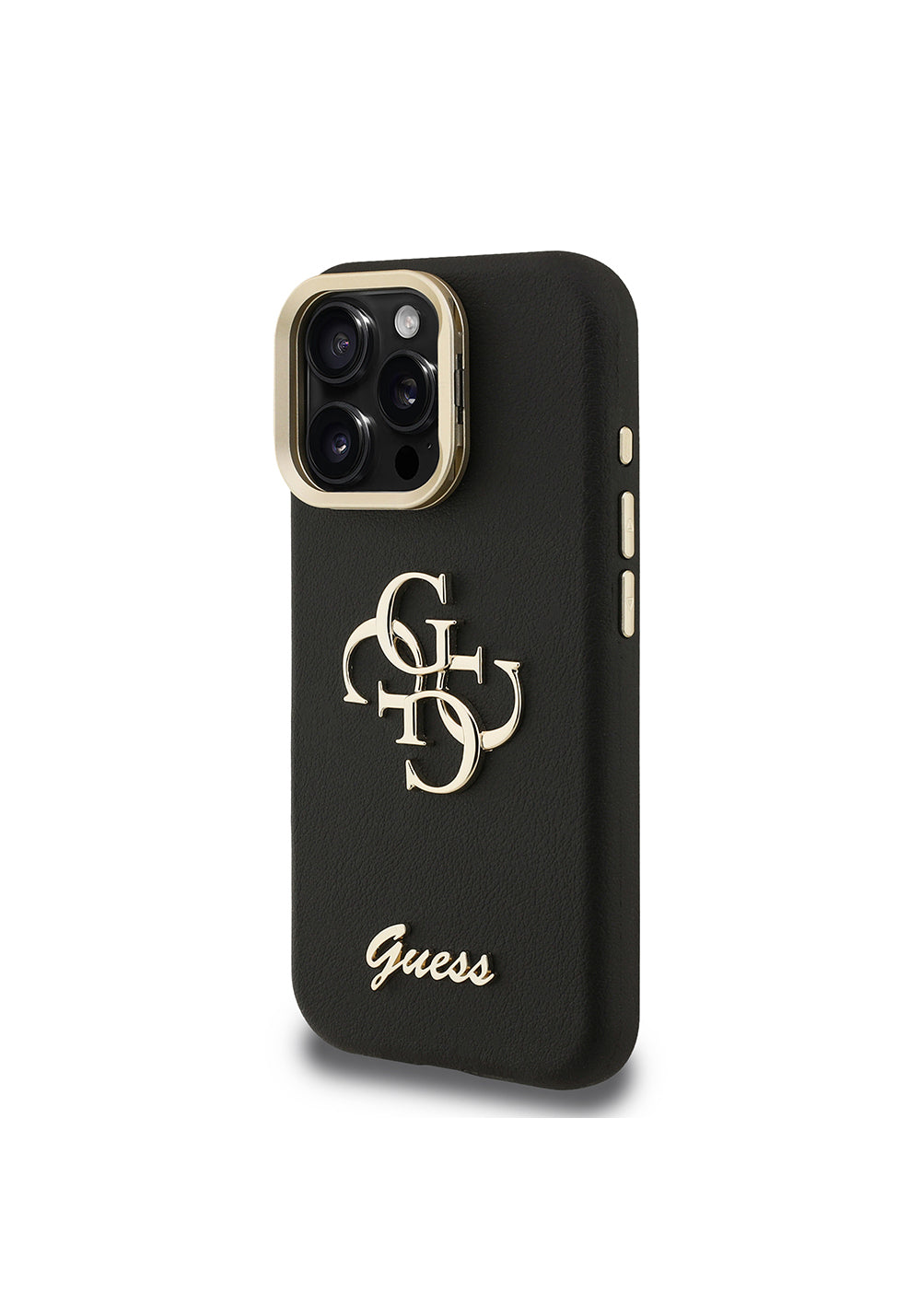 Apple iPhone 16 Pro Max Kılıf Guess Orijinal Lisanslı Grained Yazı Logolu Kamera Standlı Kapak