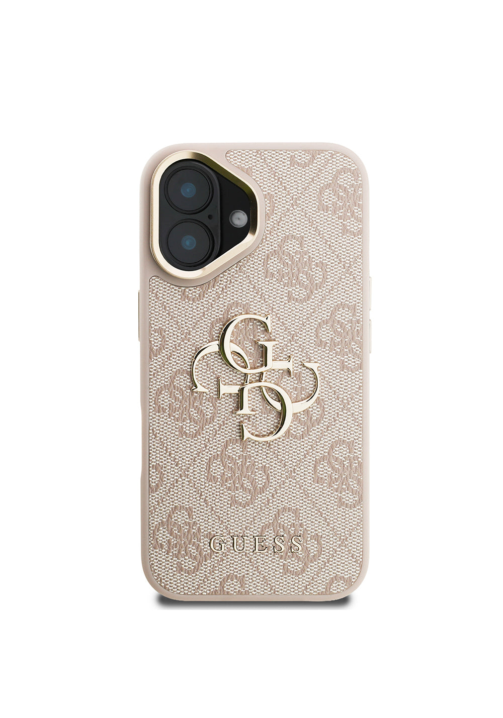 Apple iPhone 16 Kılıf Guess Orijinal Lisanslı PU Deri 4G Desenli Metal Büyük 4G ve Yazı Logolu Kamera Standlı Kapak