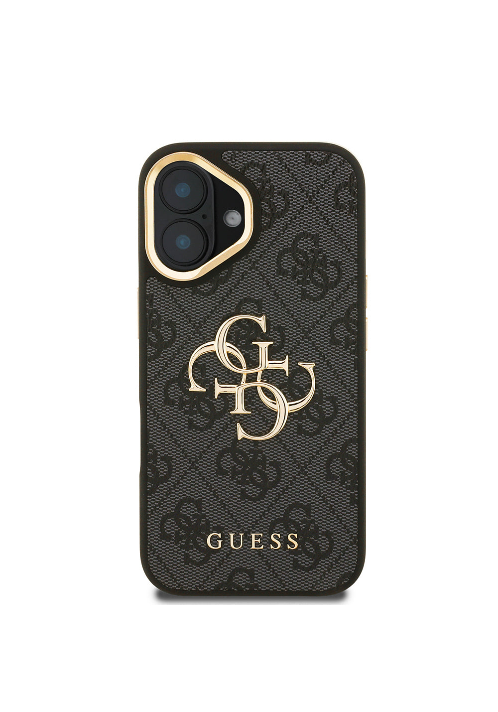 Apple iPhone 16 Plus Kılıf Guess Orijinal Lisanslı PU Deri 4G Desenli Metal Büyük 4G ve Yazı Logolu Kamera Standlı Kapak