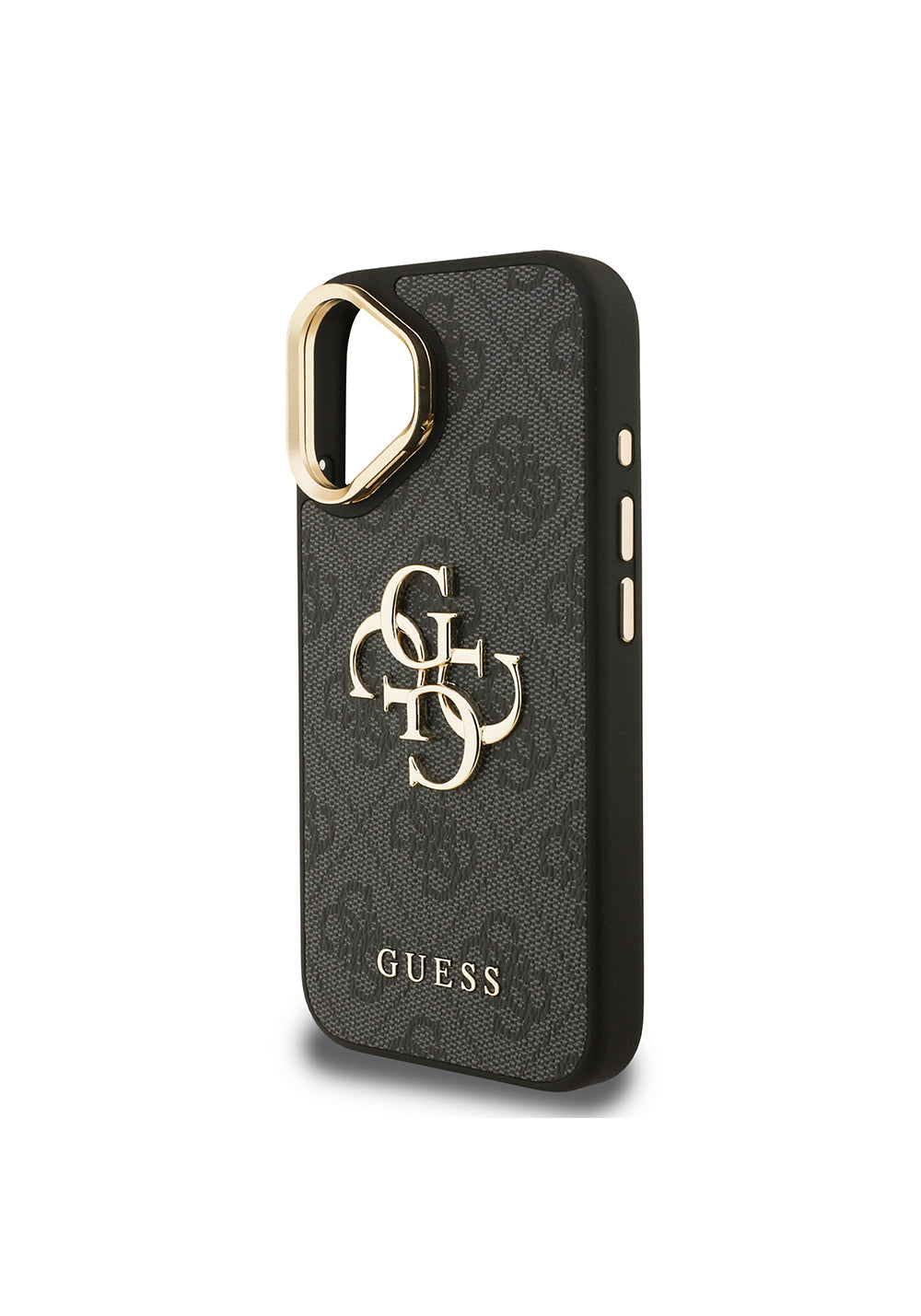 Apple iPhone 16 Plus Kılıf Guess Orijinal Lisanslı PU Deri 4G Desenli Metal Büyük 4G ve Yazı Logolu Kamera Standlı Kapak
