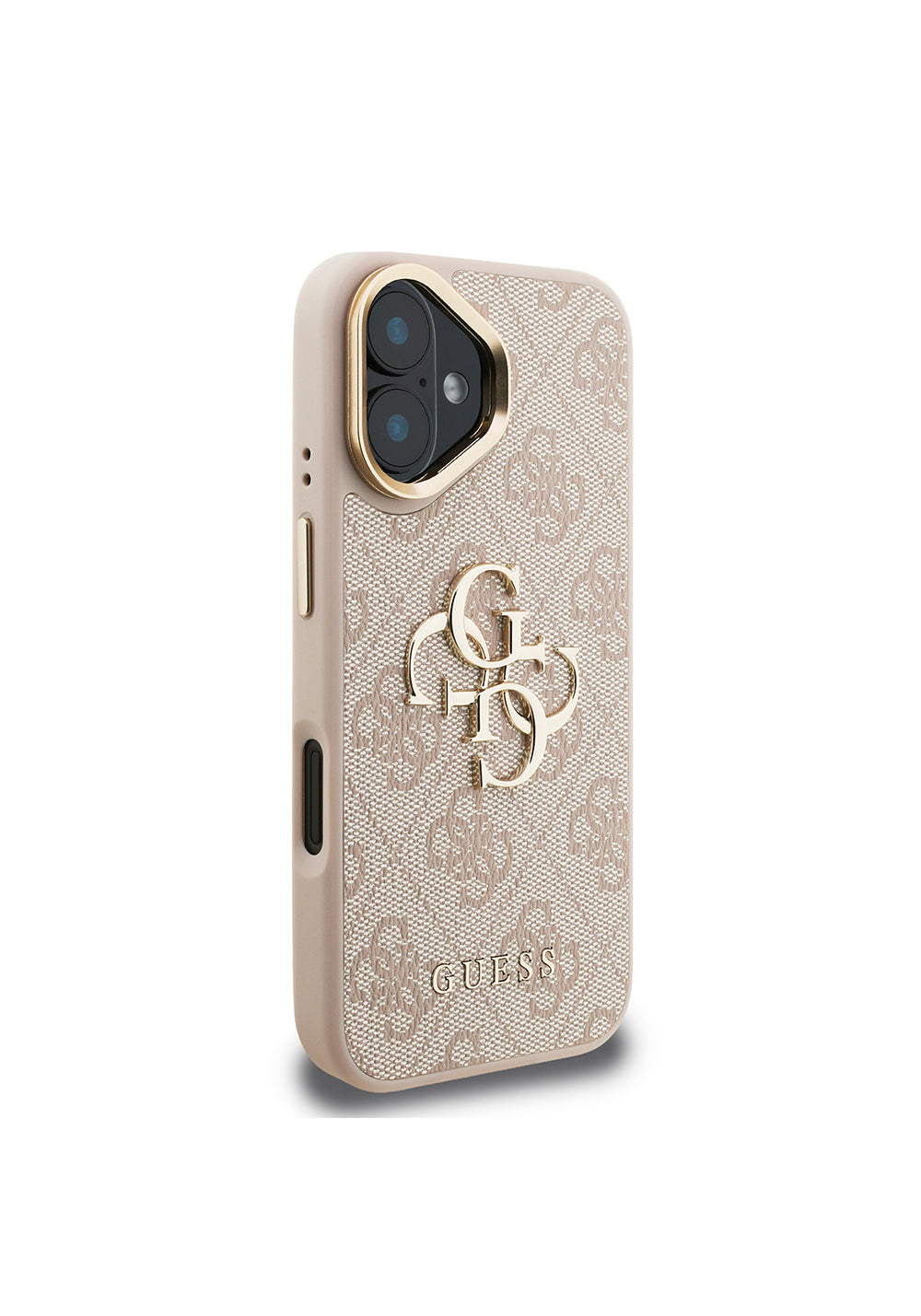 Apple iPhone 16 Plus Kılıf Guess Orijinal Lisanslı PU Deri 4G Desenli Metal Büyük 4G ve Yazı Logolu Kamera Standlı Kapak