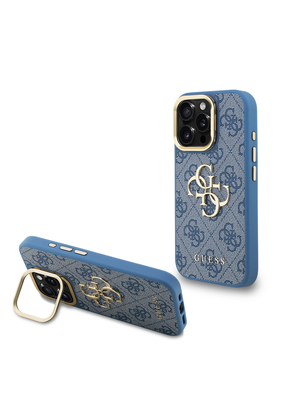 Apple iPhone 16 Pro Max Kılıf Guess Orijinal Lisanslı PU Deri 4G Desenli Metal Büyük 4G ve Yazı Logolu Kamera Standlı Kapak