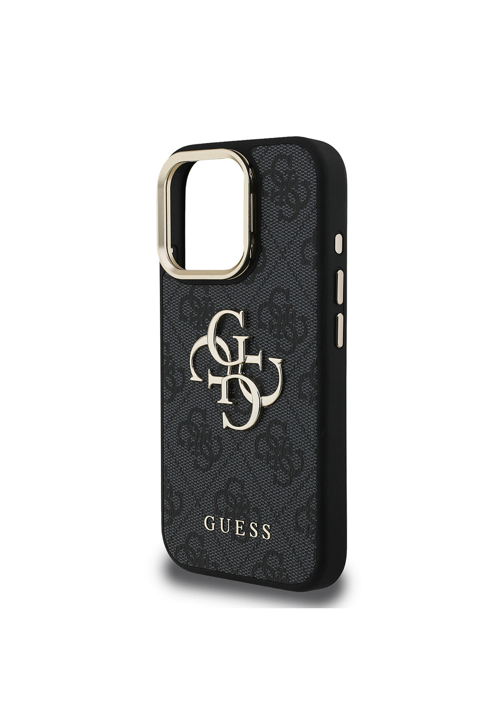 Apple iPhone 16 Pro Max Kılıf Guess Orijinal Lisanslı PU Deri 4G Desenli Metal Büyük 4G ve Yazı Logolu Kamera Standlı Kapak