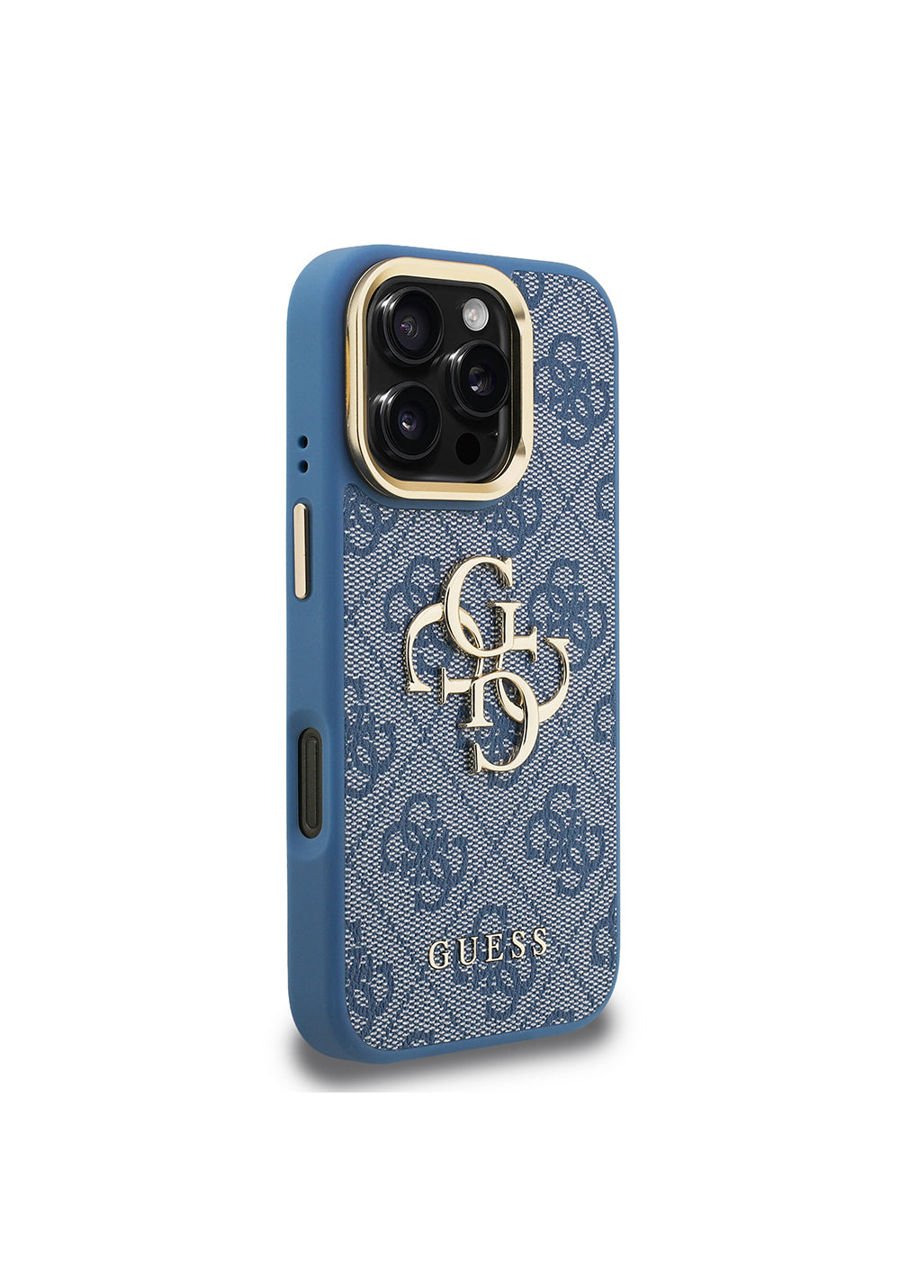 Apple iPhone 16 Pro Max Kılıf Guess Orijinal Lisanslı PU Deri 4G Desenli Metal Büyük 4G ve Yazı Logolu Kamera Standlı Kapak