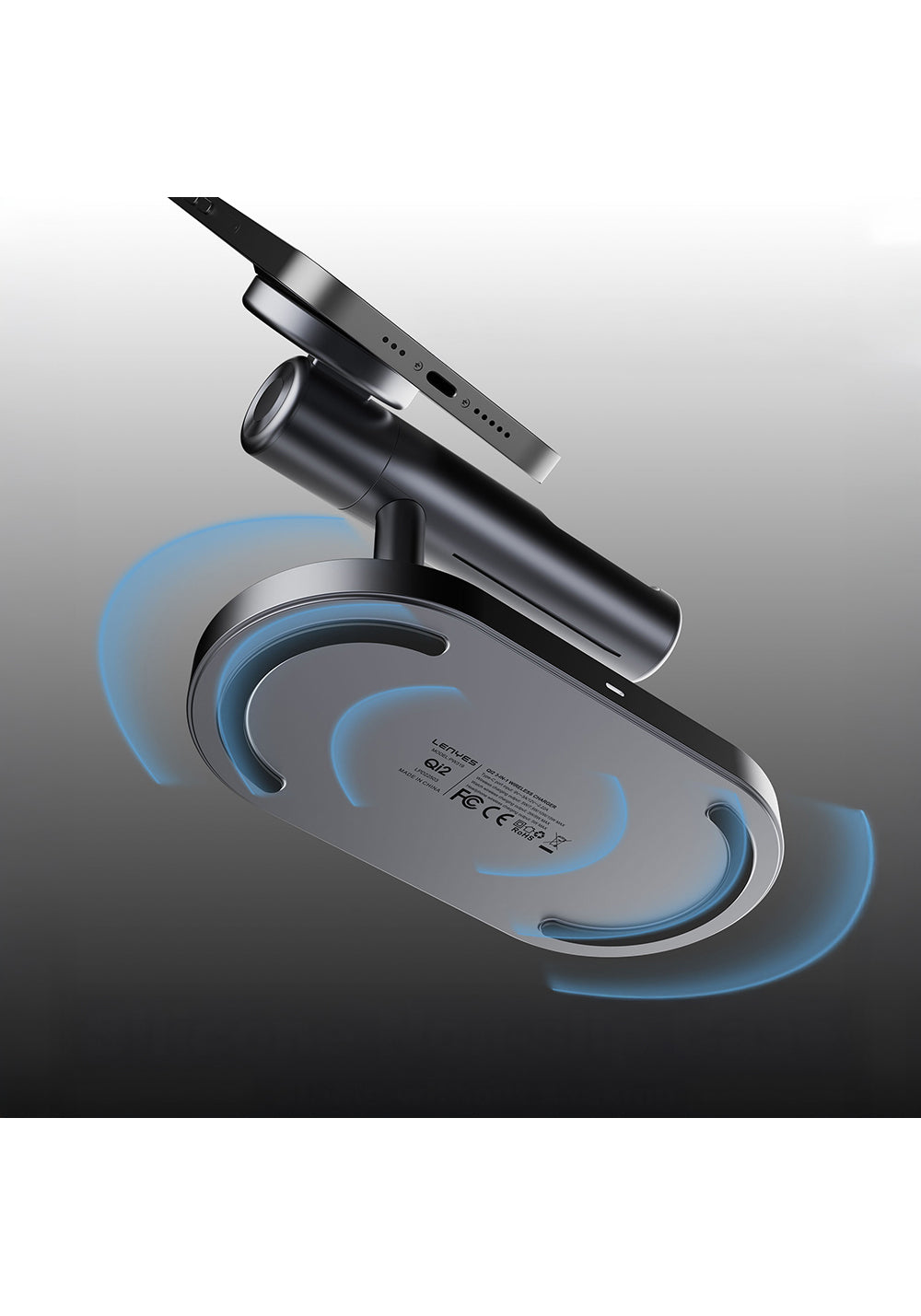 Lenyes PW319 Qi2 Şarj Teknolojili Ambiyans Işıklı Telefon&Akıllı Saat&Kulaklık 15W 3in1 Kablosuz Şarj Standı