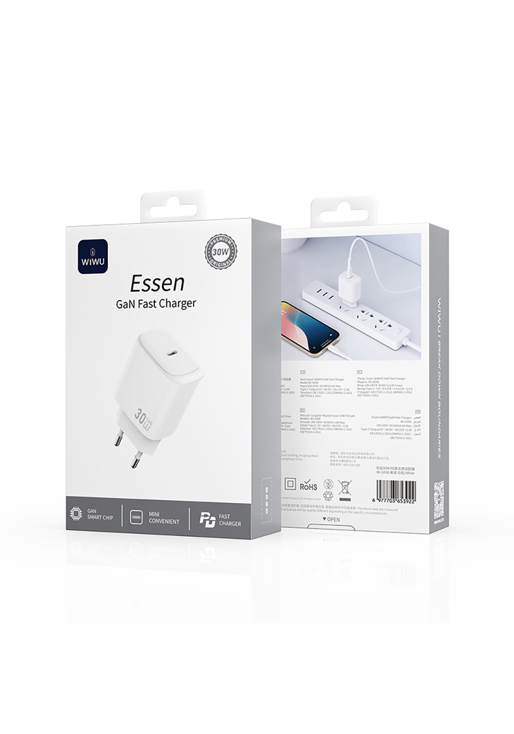 Wiwu Wi-G008 Essen Serisi GaN Tech PD Hızlı Şarj Özellikli Şarj Başlığı 30W
