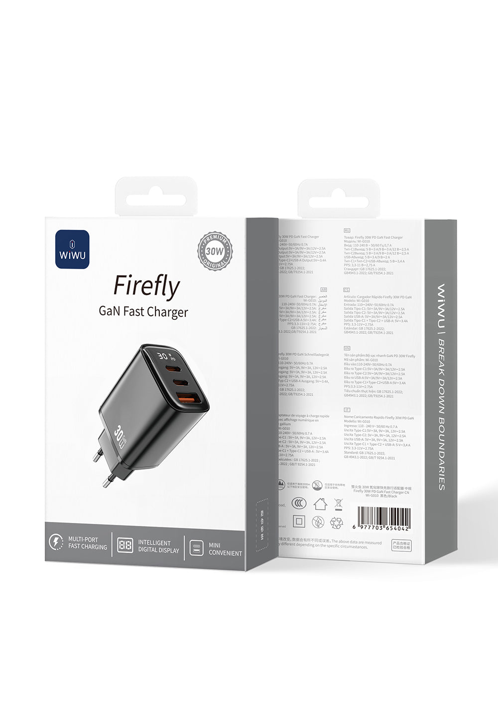 Wiwu Wi-G010 Firefly Serisi GaN Tech PD Hızlı Şarj Özellikli Şarj Başlığı 30W