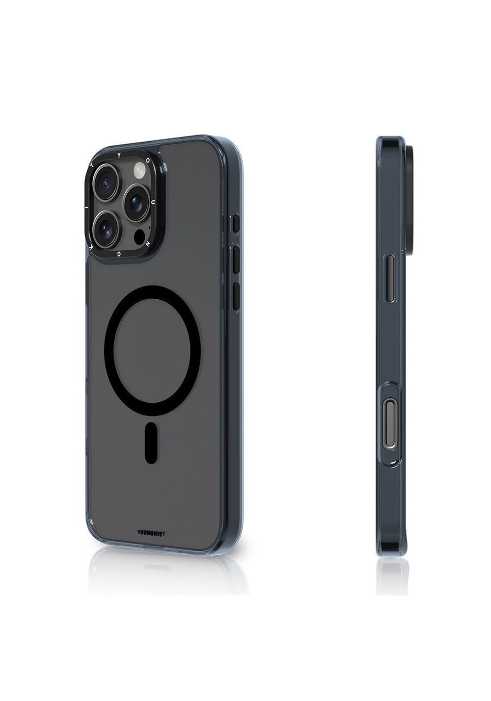 Apple iPhone 16 Pro Max Kılıf Manyetik Şarj Uyumlu Cam Arka Yüzey TPU Youngkit Gemstone Clear Serisi Kapak