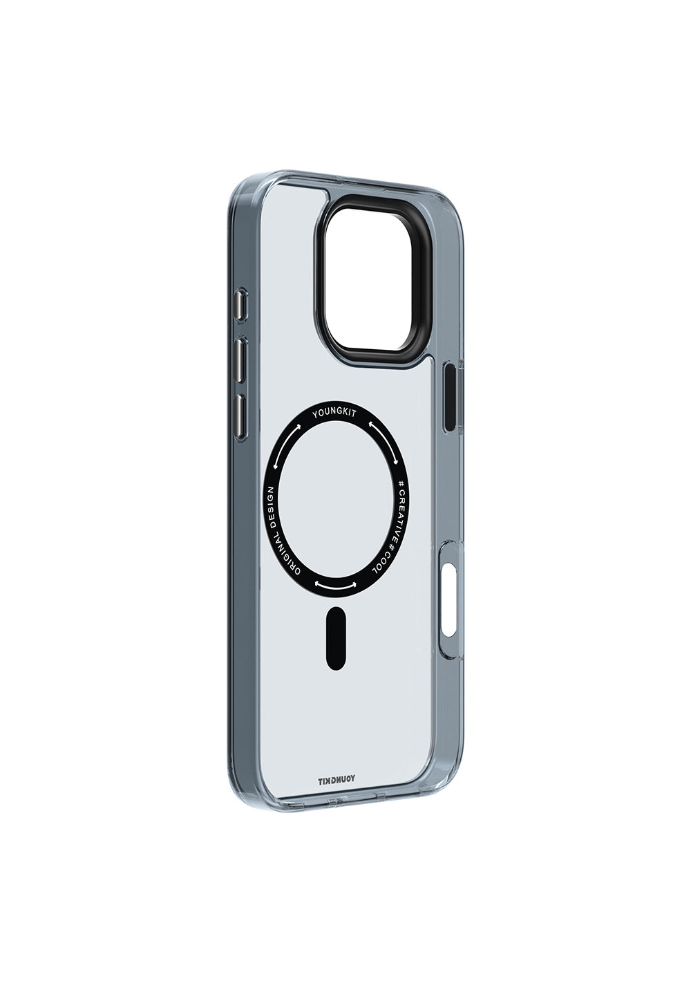 Apple iPhone 16 Pro Max Kılıf Manyetik Şarj Uyumlu Cam Arka Yüzey TPU Youngkit Gemstone Clear Serisi Kapak