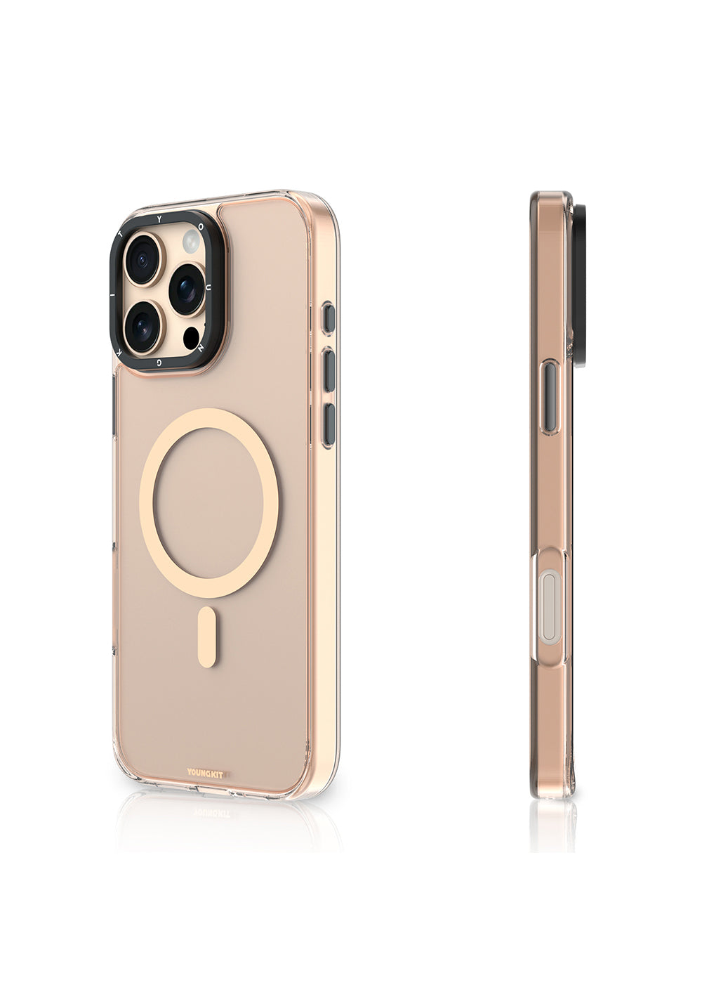 Apple iPhone 16 Pro Max Kılıf Manyetik Şarj Uyumlu Cam Arka Yüzey TPU Youngkit Gemstone Clear Serisi Kapak