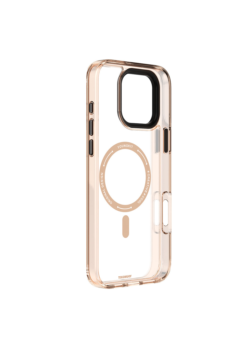 Apple iPhone 16 Pro Max Kılıf Manyetik Şarj Uyumlu Cam Arka Yüzey TPU Youngkit Gemstone Clear Serisi Kapak