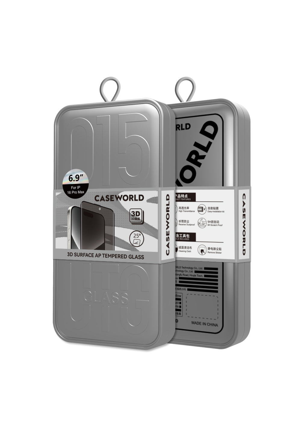 Apple iPhone 16 Pro CaseWorld 0.25mm Privacy 3D Temperli Cam Ekran Koruyucu