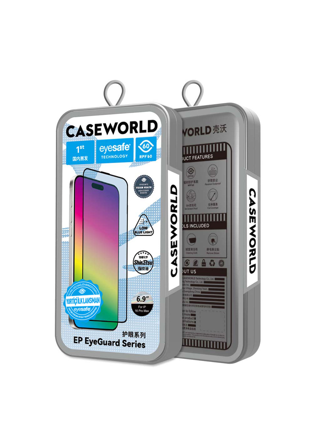Apple iPhone 16 CaseWorld EyeGuard Serisi 2.5D Eyesafe Teknolojili Cam Ekran Koruyucu