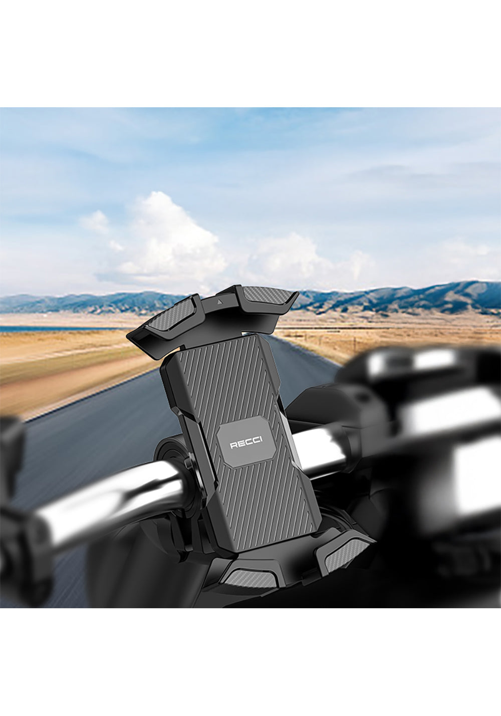 Recci RHO-C33 360° Derece Dönebilen Ayarlanabilir Motosiklet ve Bisiklet Telefon Tutucu