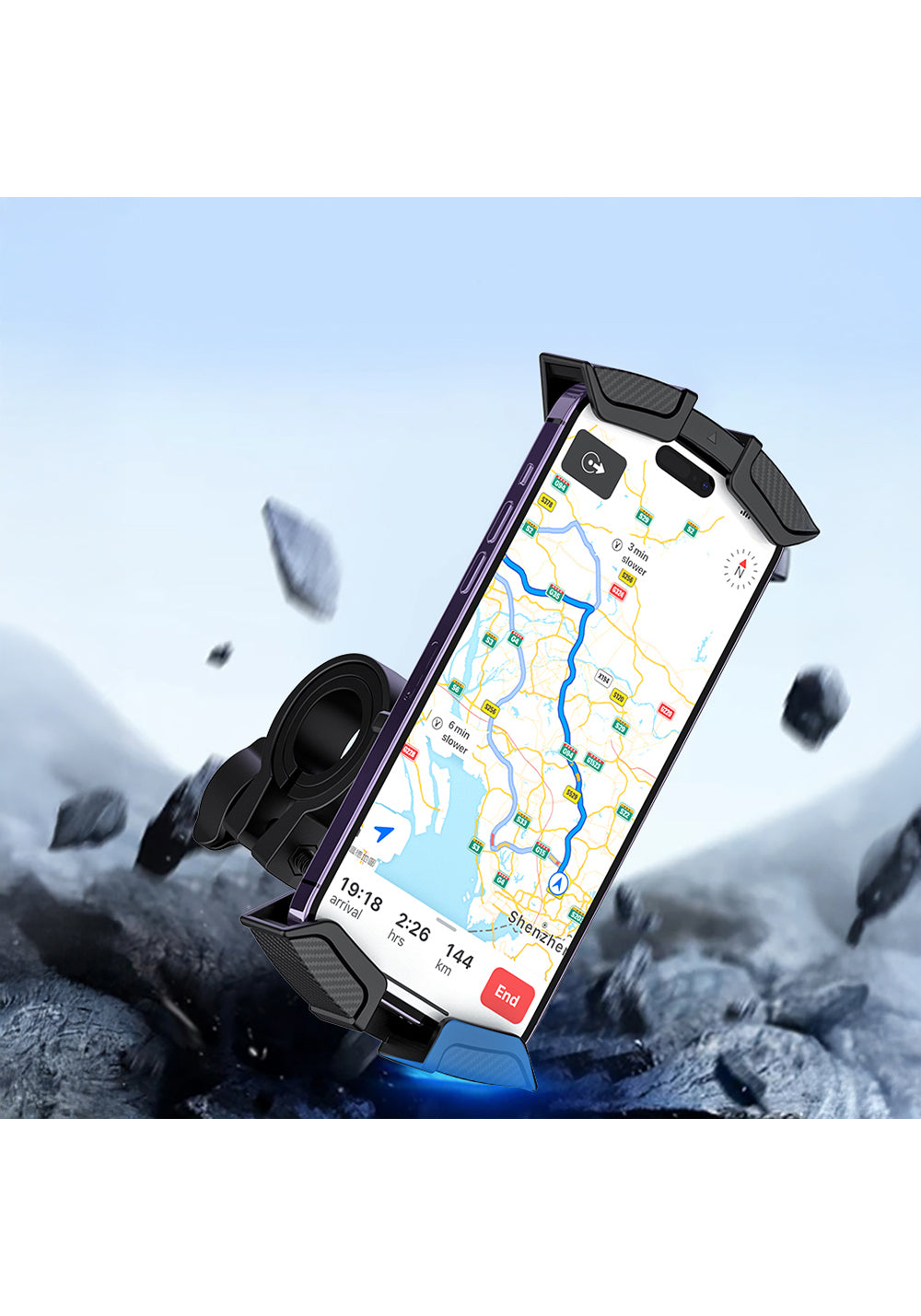 Recci RHO-C33 360° Derece Dönebilen Ayarlanabilir Motosiklet ve Bisiklet Telefon Tutucu